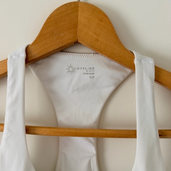 Aerie White Racerback Cropped Tank Top - Picture 2 of 5